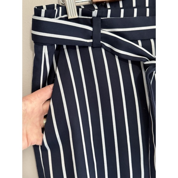 Banana Republic Blake Wide Leg Crop Pants Navy White Stripe Nautical Preppy 12 - Picture 6 of 16